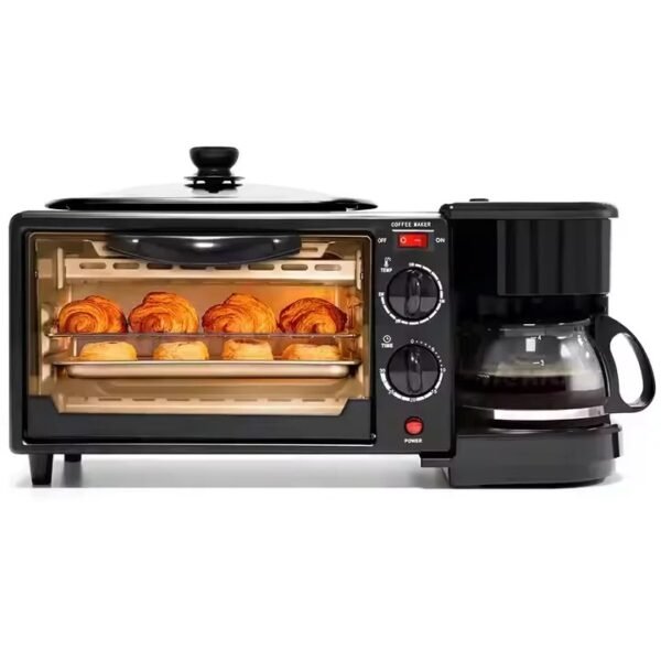 Hoffmans 2-in-1 Electric Mini Oven & Coffee Maker Combo with Glass Carafe